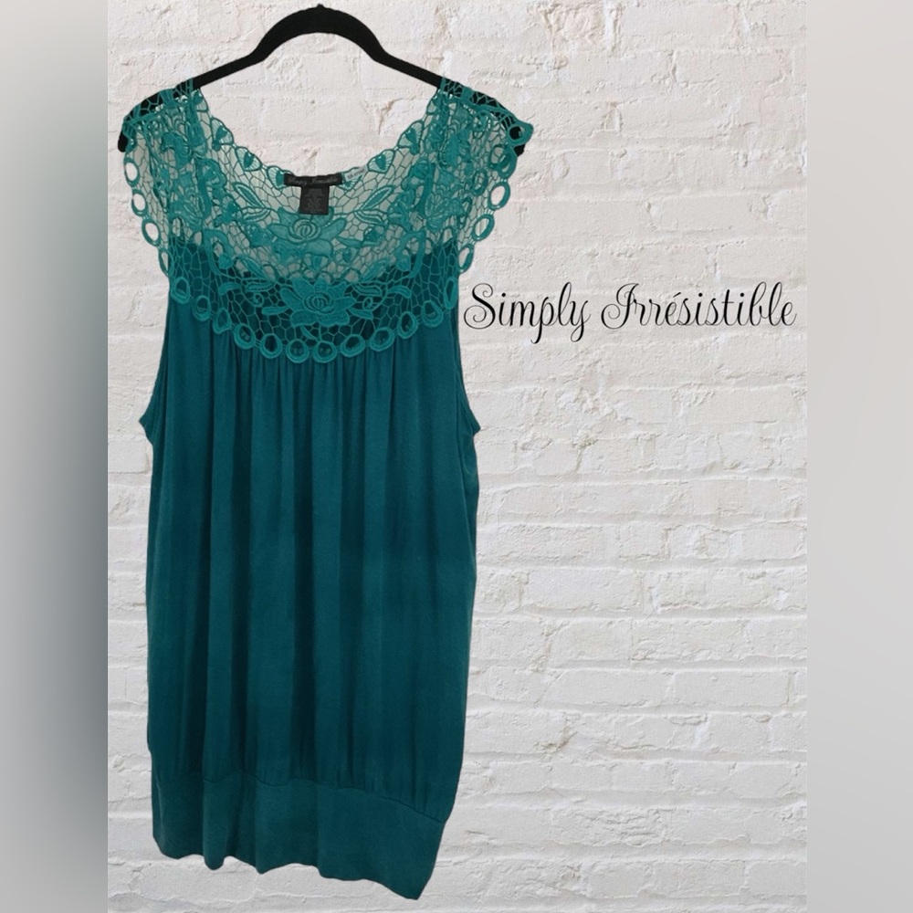 Simply🩵Irresistible Green Lace Sleeveless Blouse